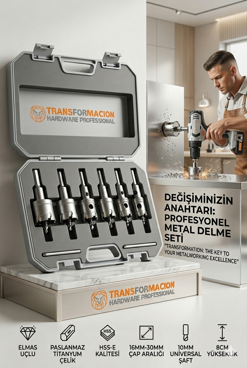  Çelik Usta Serisi 6'lı Titanyum Elmas Uçlu Metal & Çelik Delme Panç Seti 723028