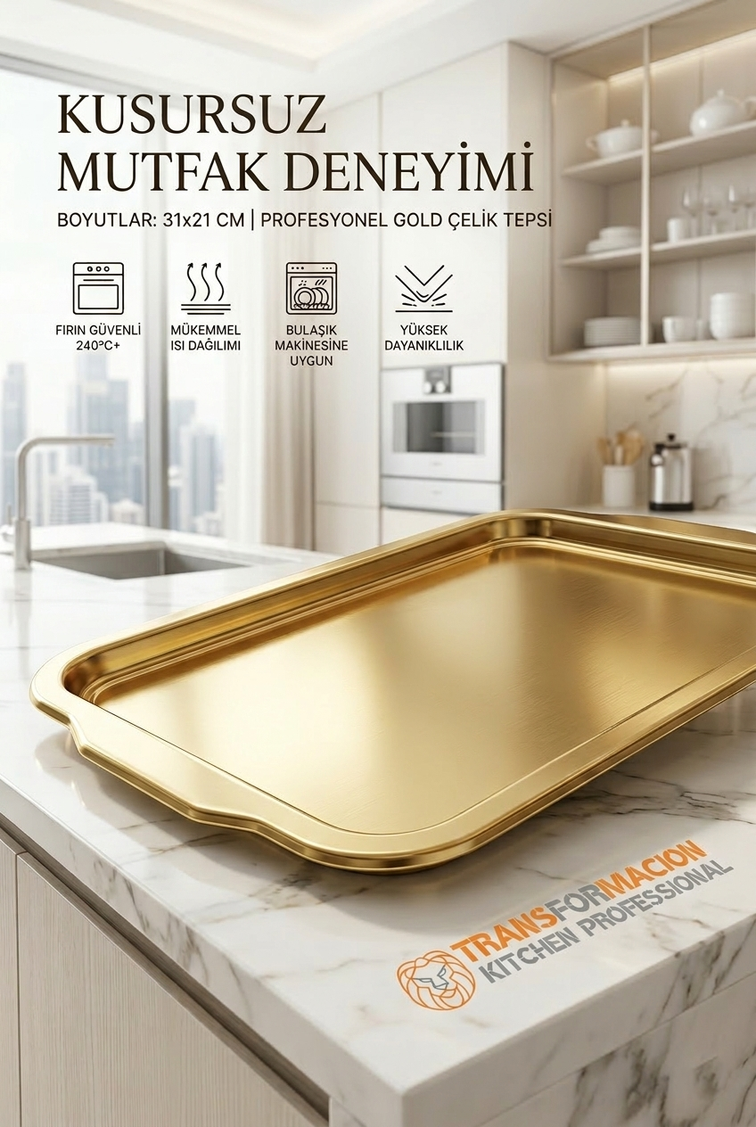 Gold Profesyonel Sunum Tepsisi - Heidi Bauer Serisi 31x21 cm 722991