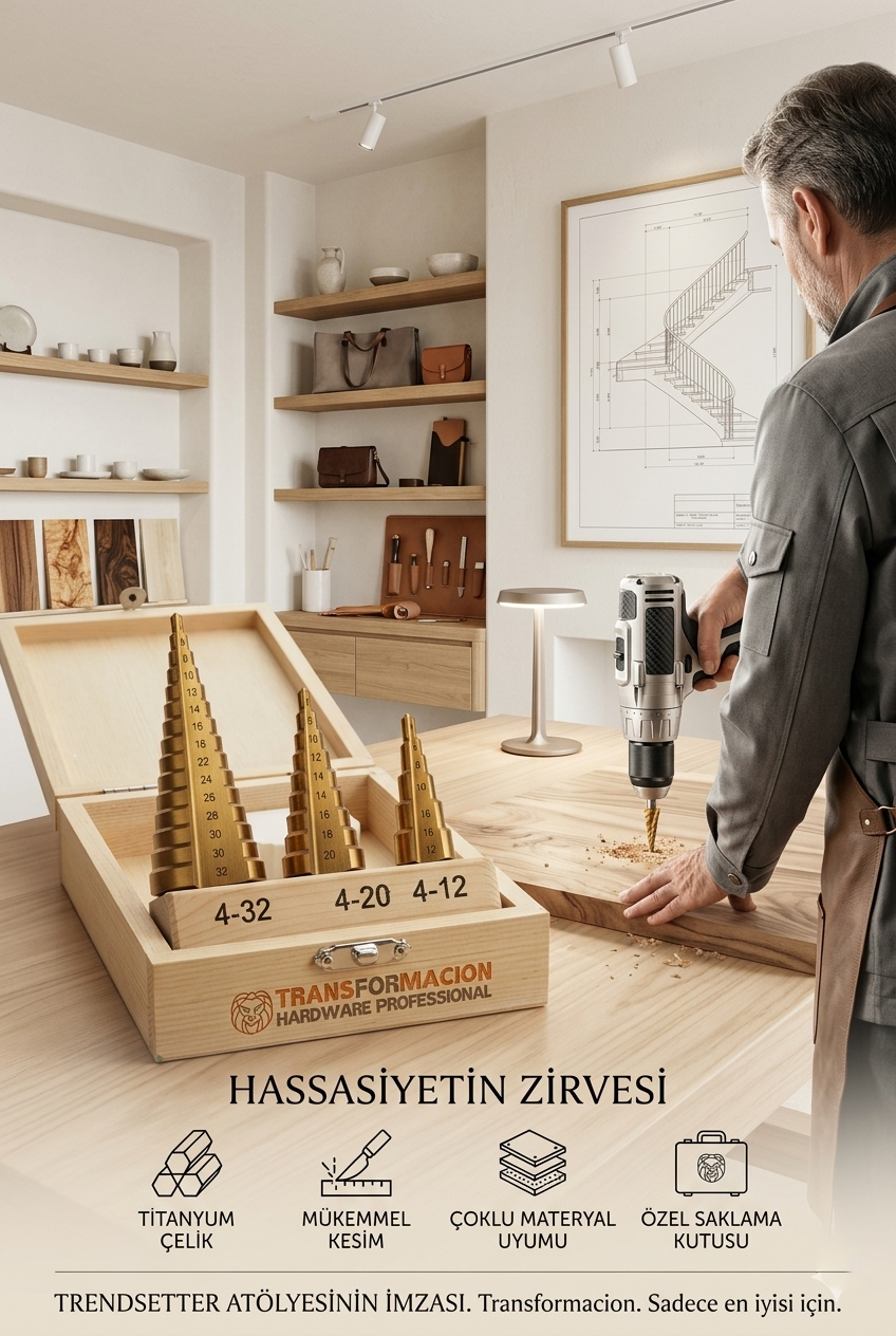 Präzision HSS Titanyum Kademeli Panç Matkap Ucu Seti Ahşap Kutulu 722993