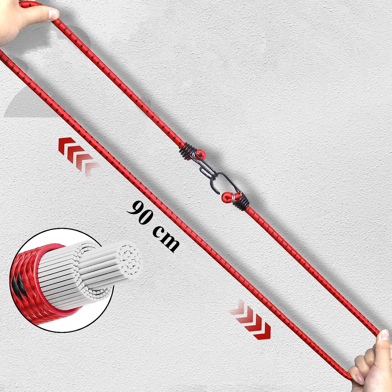 Kancalı Bagaj Lastiği - Bagaj Lastiği Esnek Paslanmaz Kancalı 2 Kancalı 4 lü PAKET 723031