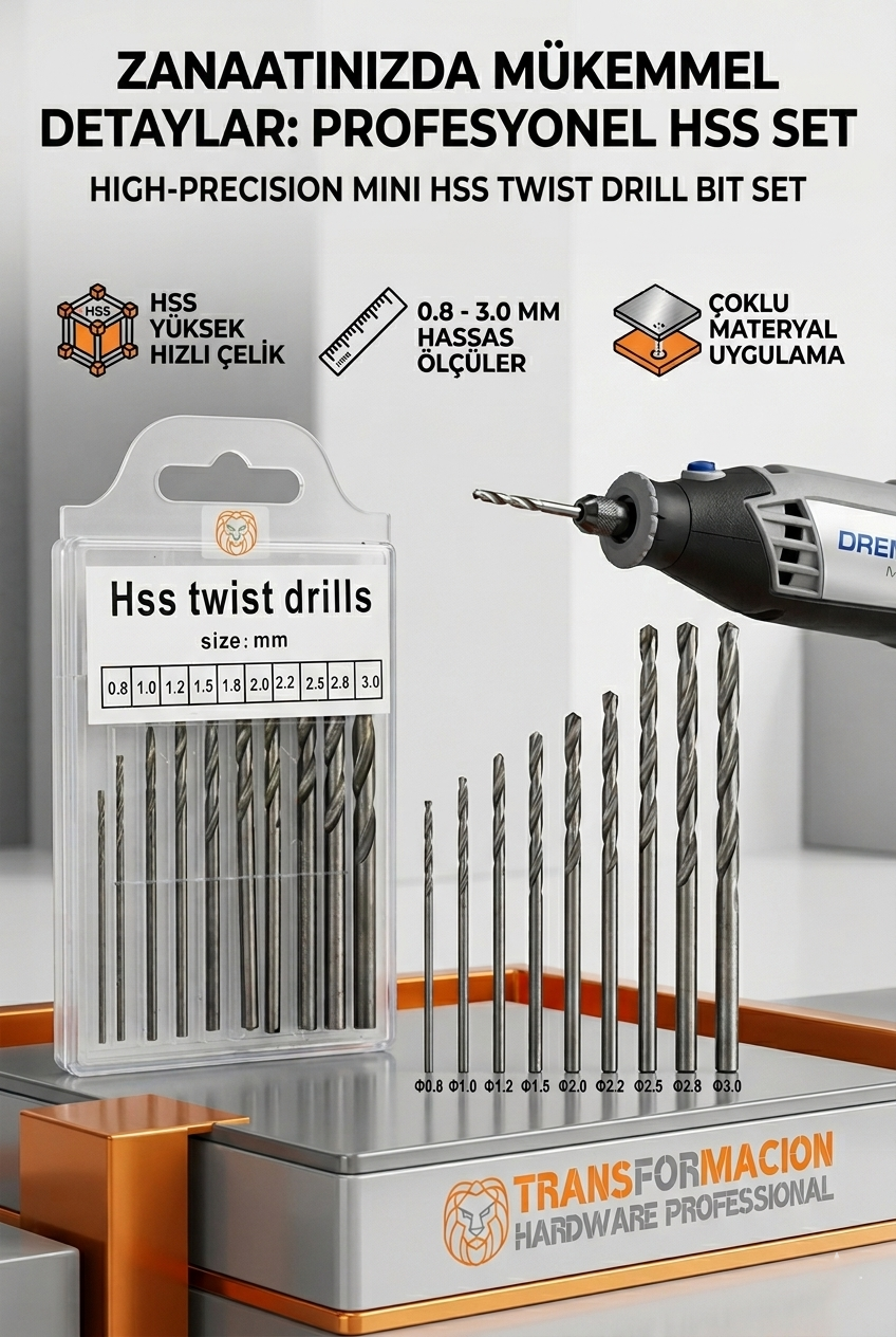 Maximilian Voss Serisi | 10'lu HSS Titanyum Alaşım Mikro Matkap Ucu Seti 723036