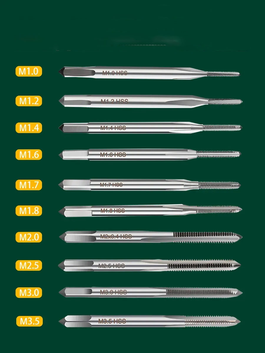 Dieter Wolff Serisi | 10'lu HSS Kobalt Mikro Kılavuz Seti (M1-M3.5) 723037