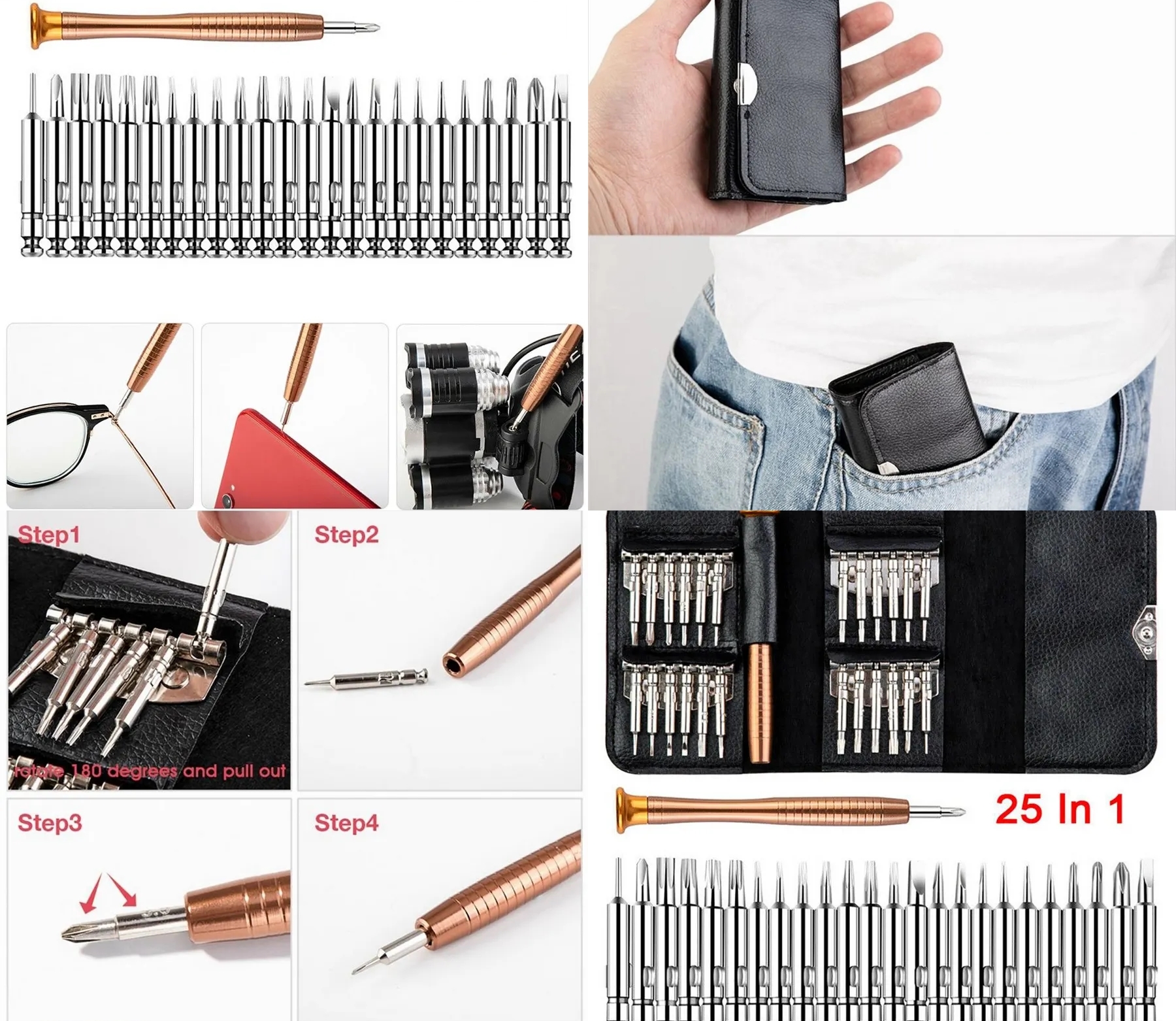 Bauer Serisi | 25'i 1 Arada Profesyonel Hassas Tornavida Seti 723038