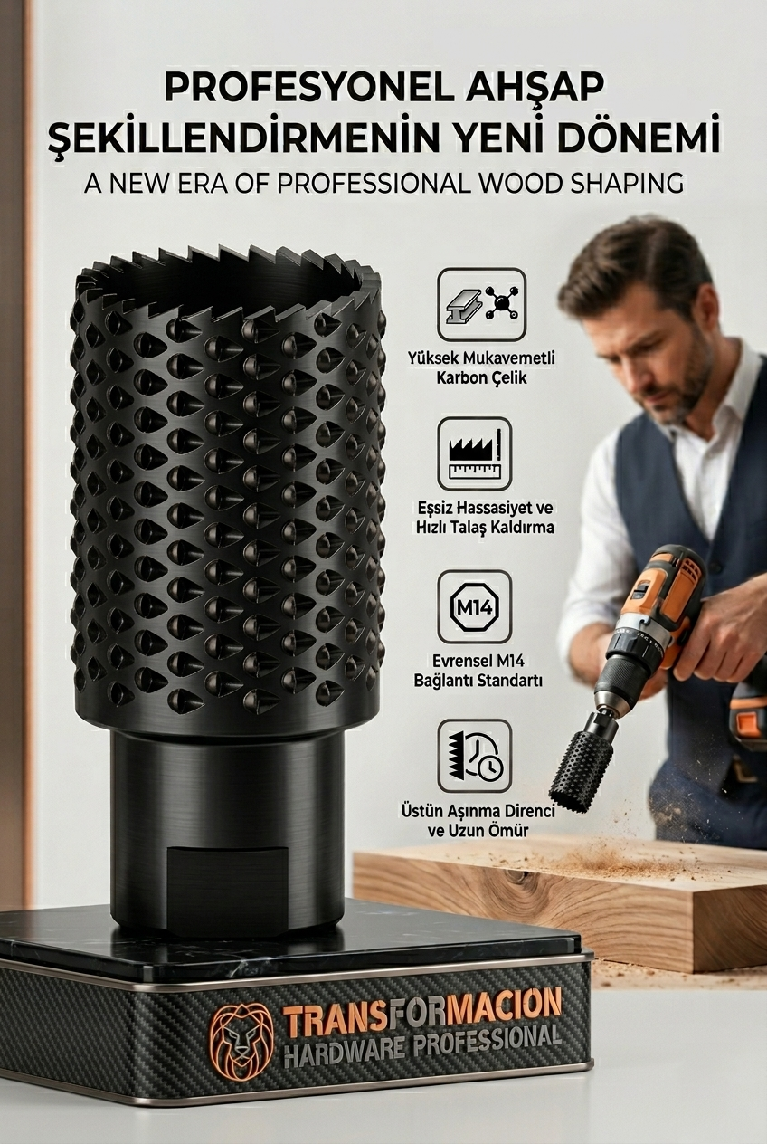M14 29 mm Panç Törpü Agresif Ahşap Oyma Freze | Avuç Taşlama Uyumlu Şekillendirici 723040