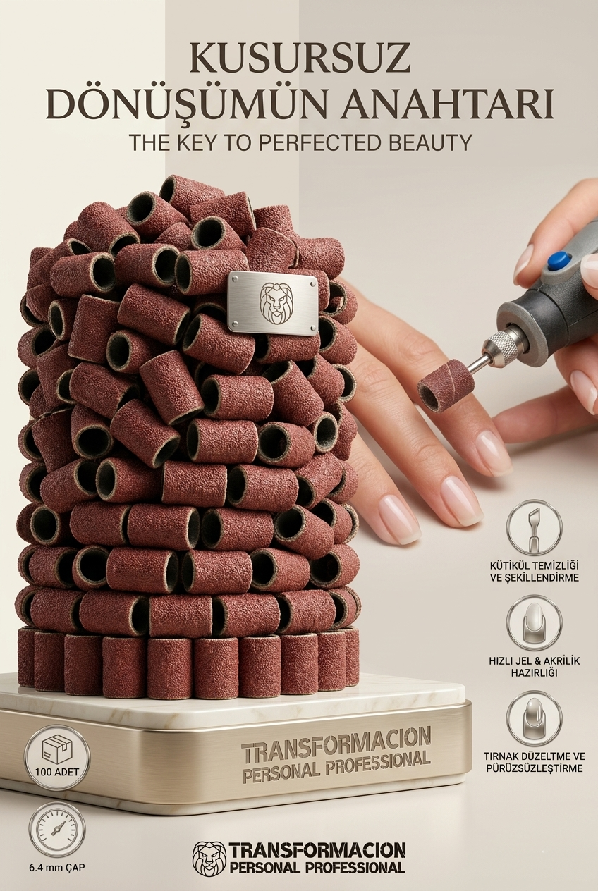 100 adet 6.4mm Tırnak Zımparası Manikür Pedikür Yüzük Zımpara Seti 723051