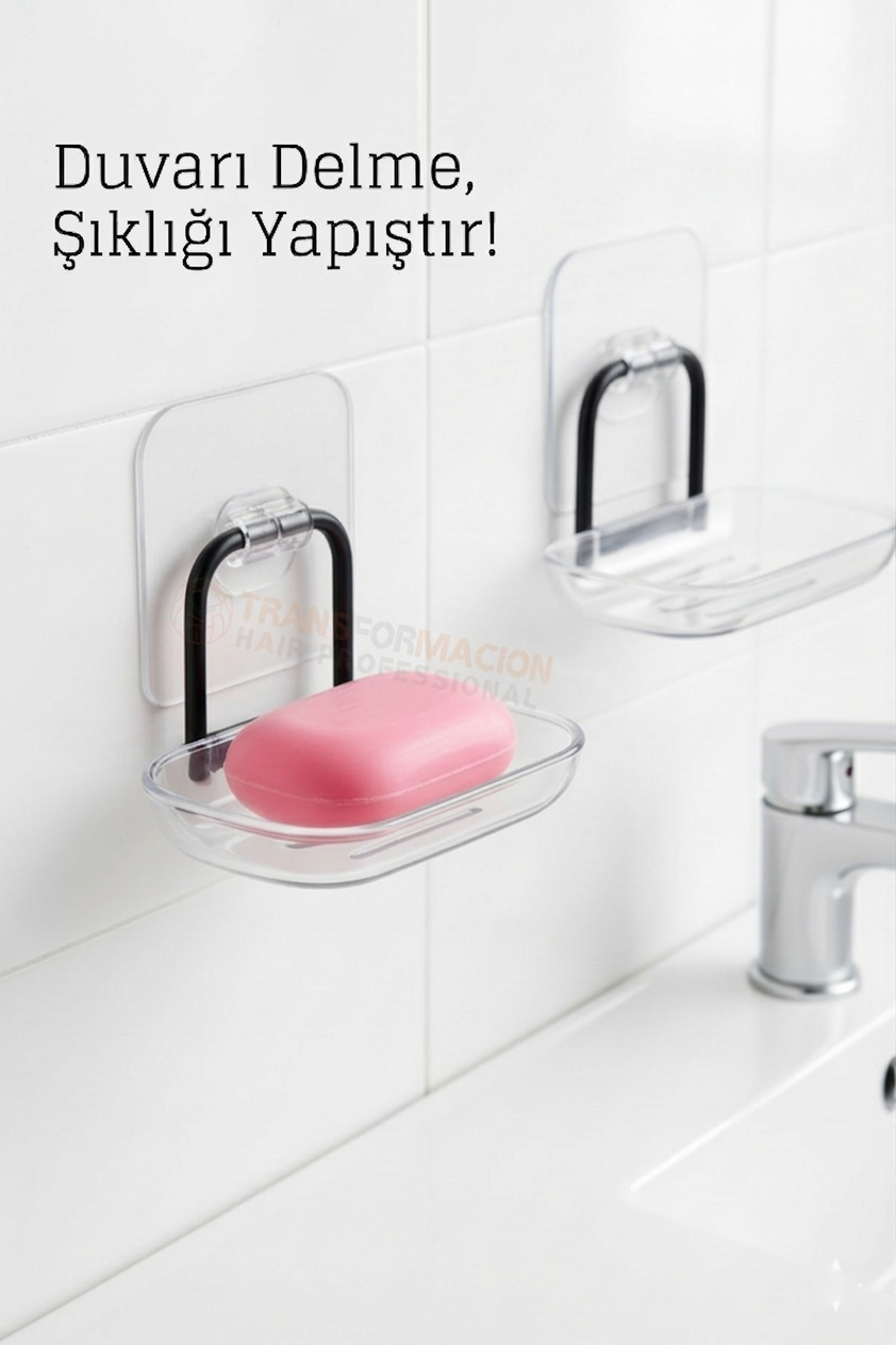 Yapışkanlı Sabunluk – Su Giderli, Katı Sabun Kutusu, 13 x 9 cm 723054