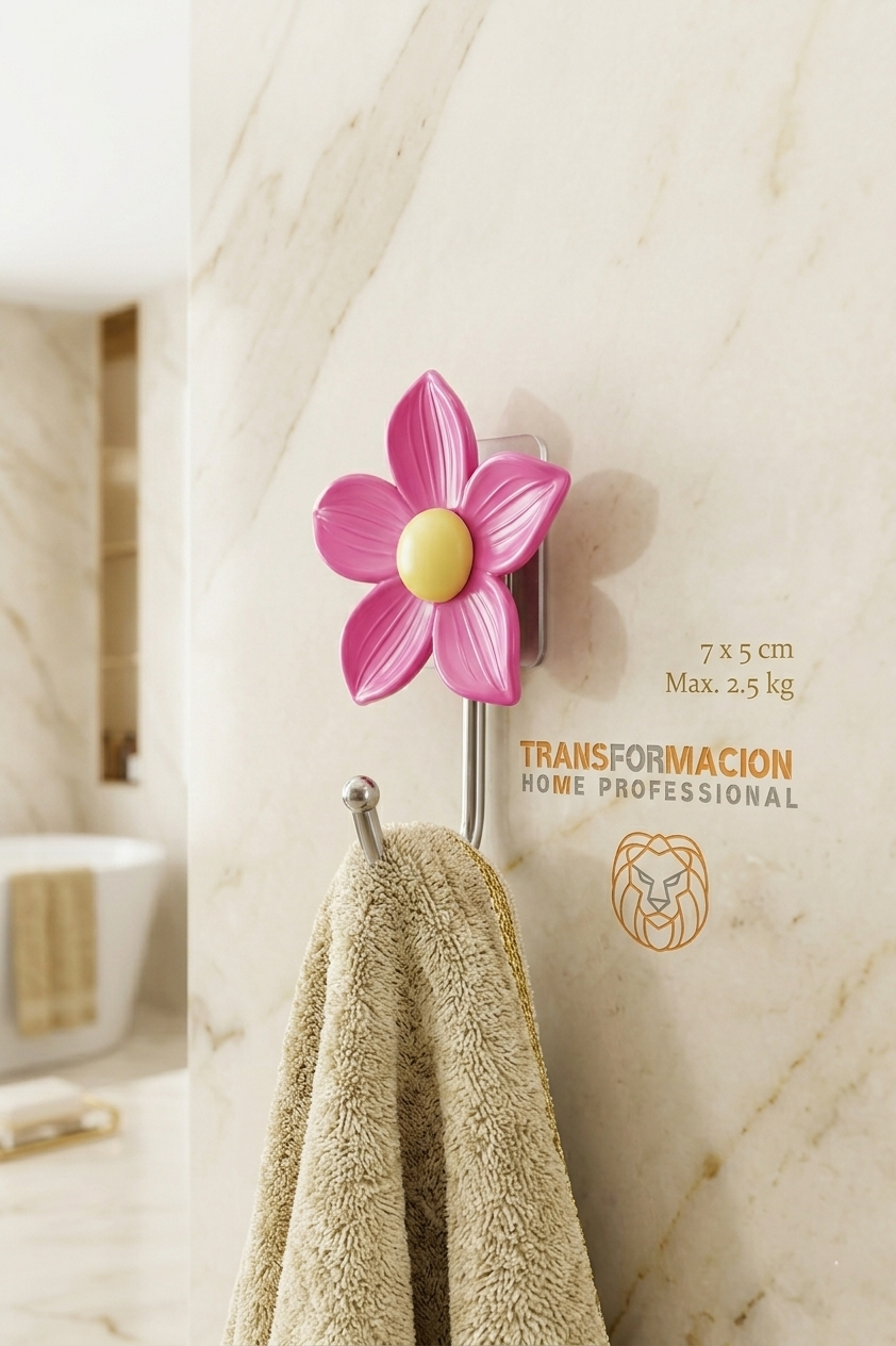  4'lü Dekoratif Çiçekli Askı Seti - Banyo Askısı Mutfak Askısı Sanatsal Organizasyon 723058