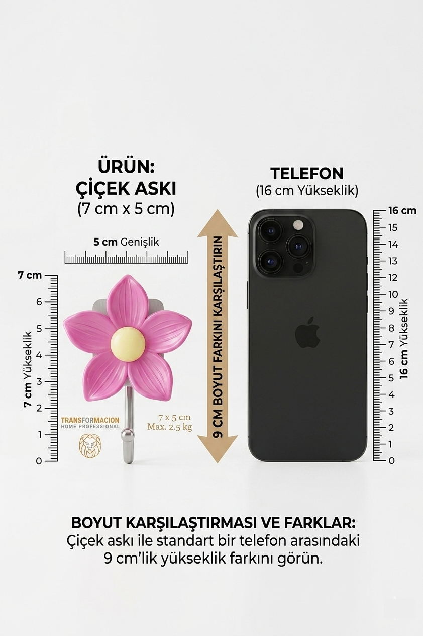  4'lü Dekoratif Çiçekli Askı Seti - Banyo Askısı Mutfak Askısı Sanatsal Organizasyon 723058