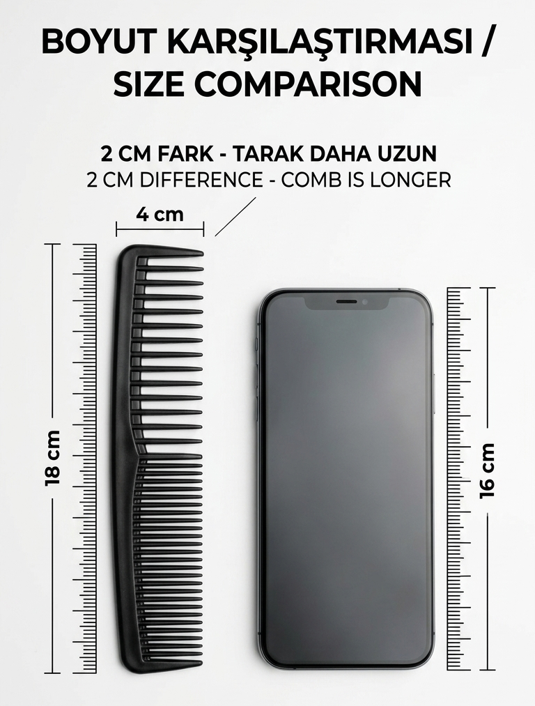 3'lü Profesyonel Stil Tarağı - İkonik Siyah Zarafet 723059