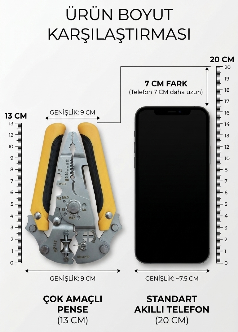 14'ü 1 Arada Katlanabilir Kablo Soyucu Pense | Hibrit Çok Amaçlı Pense 723067