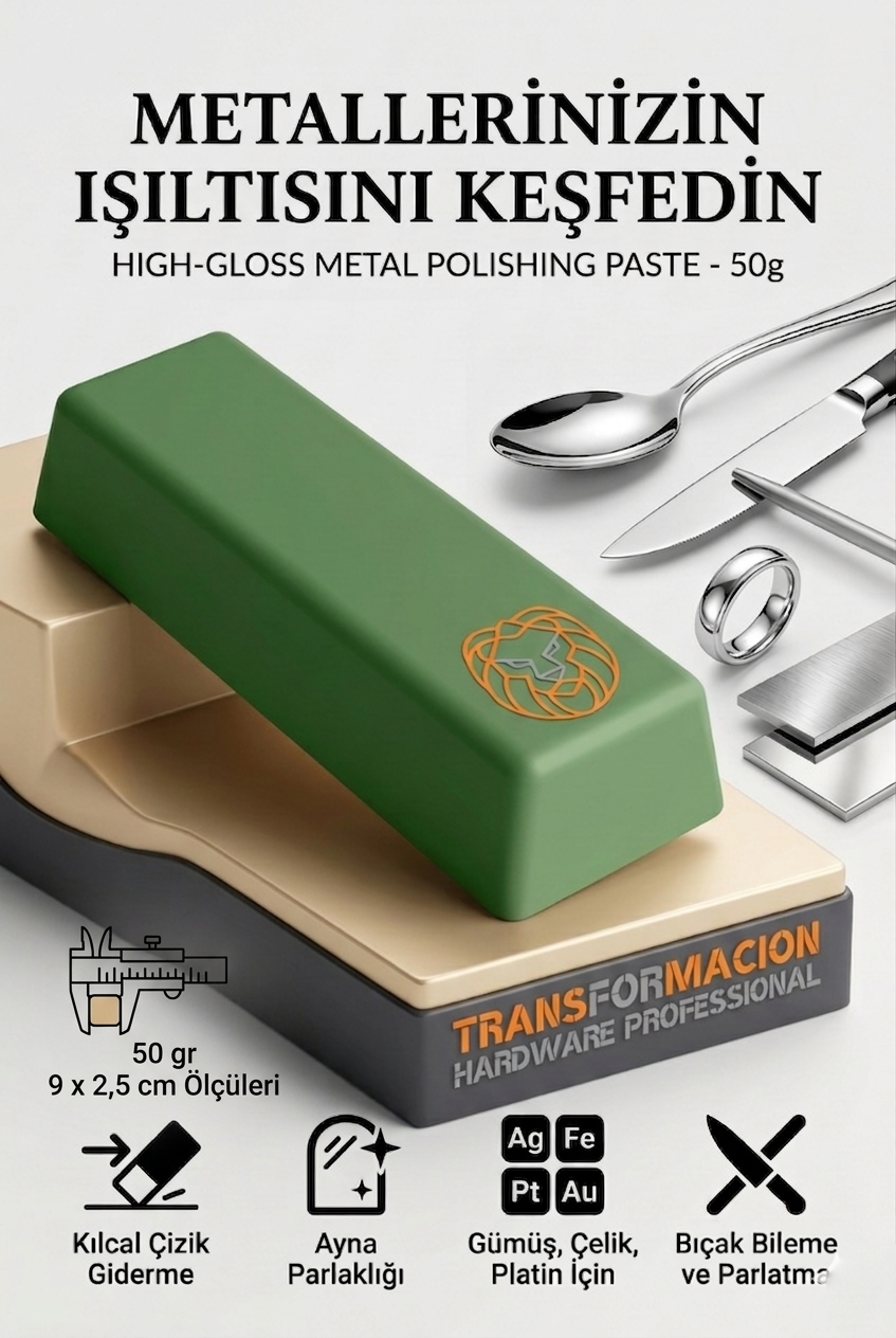 Yeşil Cila 50gr Çelik, Platin, beyaz Altın, Titanyum ve Krom Ayna Parlaklığı Parlaklık Macunu 723043