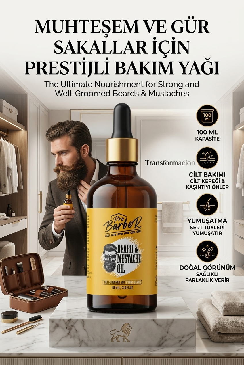 Yoğun Sakal ve Bıyıklara Bakım Yağı Yumuşatıcı Kaşıntı Kepek Önleyici Serum 100ml 723074