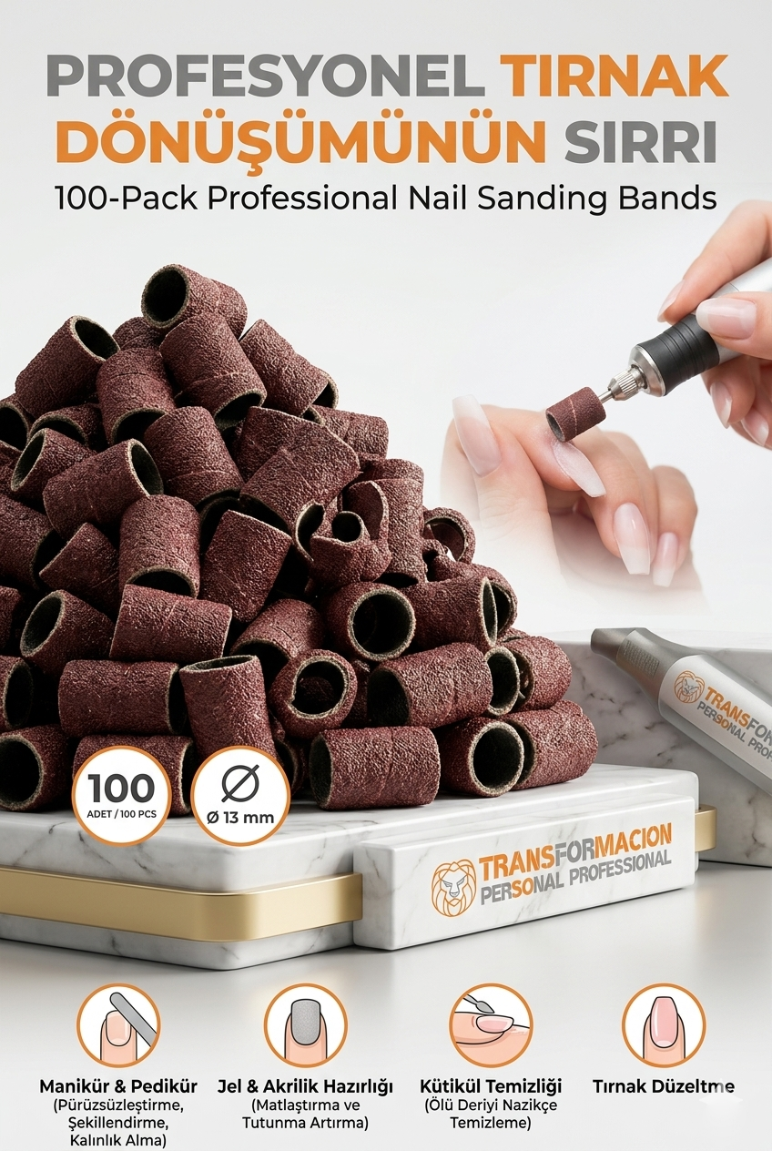 100 adet 13 mm Tırnak Zımparası Manikür Pedikür Yüzük Zımpara Seti 723052