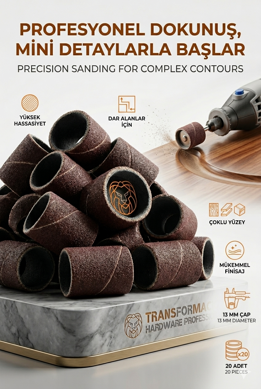 20'li 13 mm Yüzük Zımpara Seti | Detay İşleme & Çapak Alma 723049