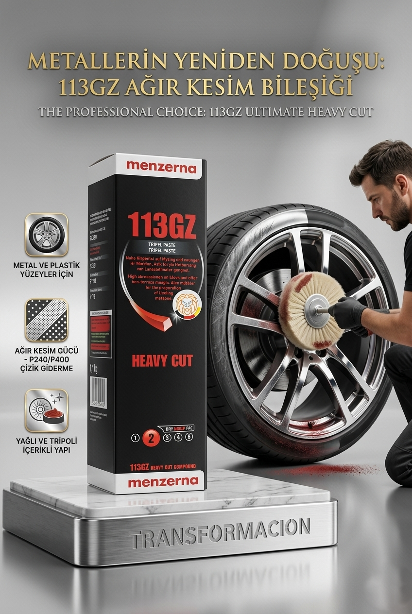 113GZ Heavy Cut Polisaj Pastası | 1.1kg Profesyonel Metal Parlatma Cilası 723042