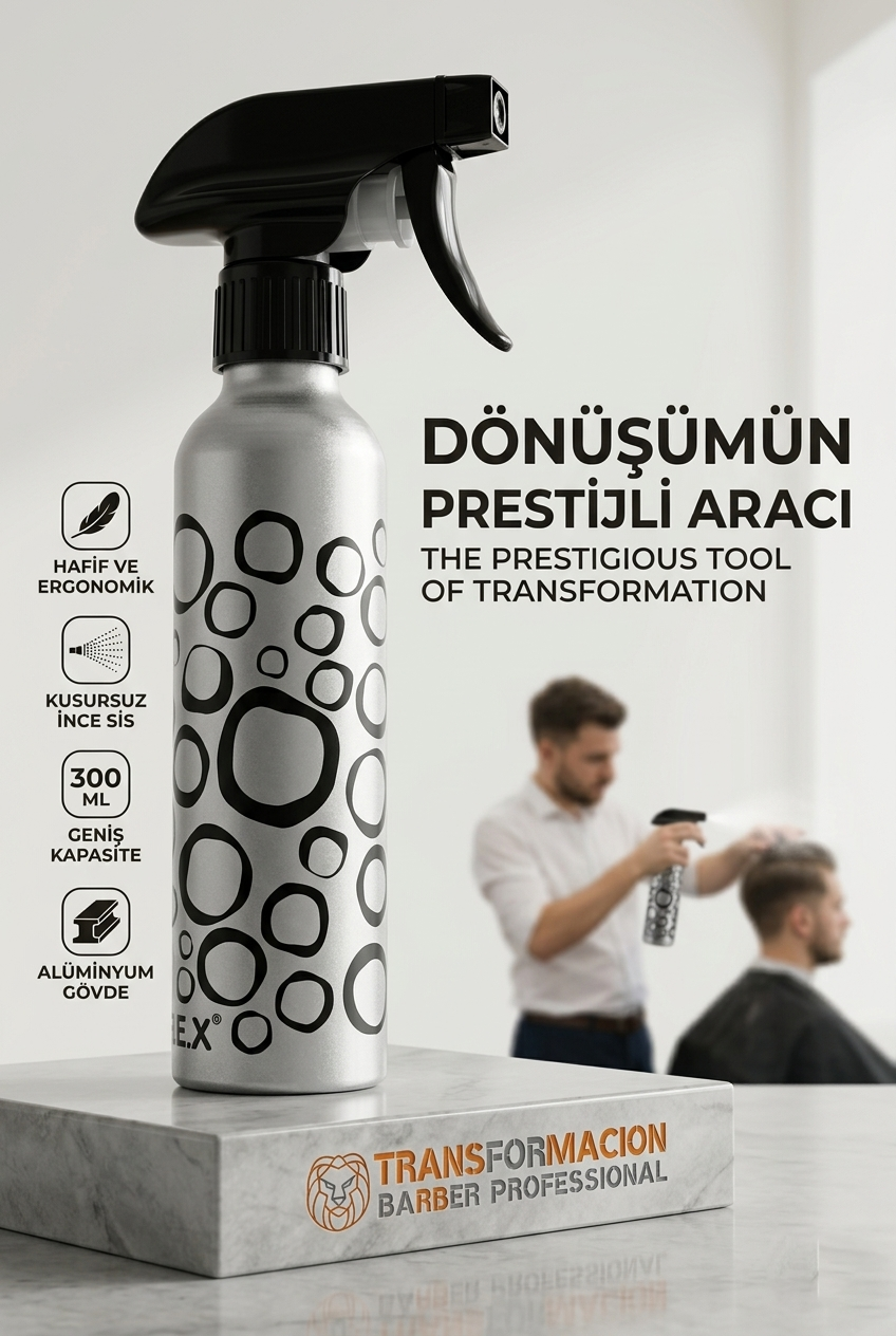 Alüminyum Metal Berber Kuaför Su Spreyi Şişesi Profesyonel Saç Fısfısı 300 ML 723021