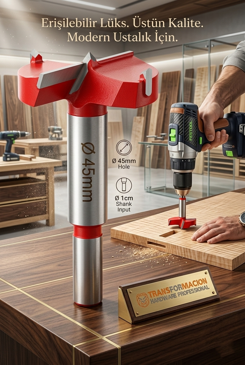 45 MM Ahşap Menteşe Yuvar Teri Açma Ahşap Delme Matkap Ucu 1 cm Şaft 722977