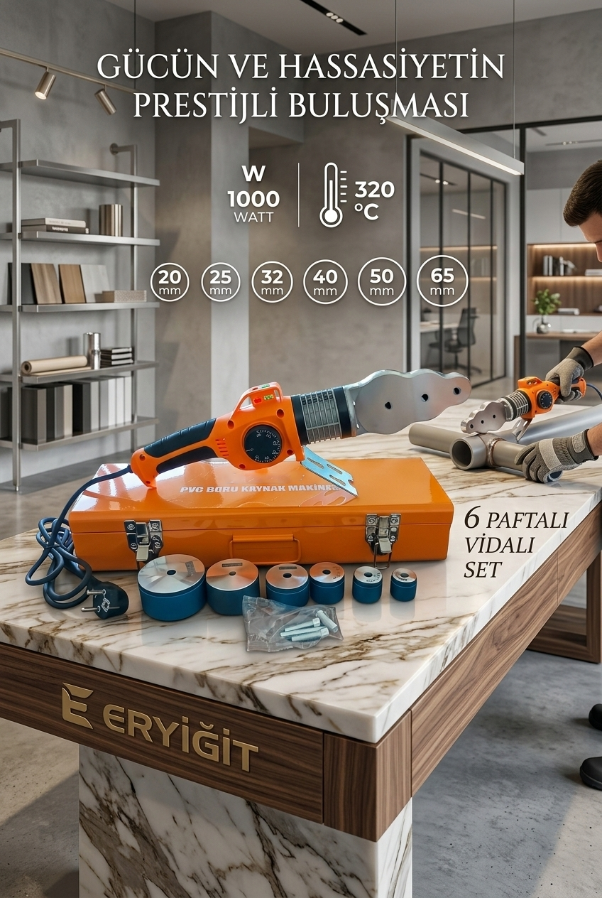 1000W Profesyonel PVC Boru Kaynak Makinesi - 6 Paftalı 320°C Metal Çantalı Set 722973