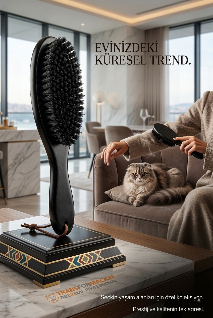 Siyah Ahşap Kedi Köpek Tüy Temizleme ve Elbise Fırçası 25 cm 722945