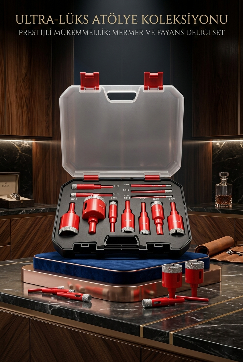 Diamond Pro 12 Parça Elmas Uçlu Mermer Fayans Delme Seti - Profesyonel Delici Panç  722929