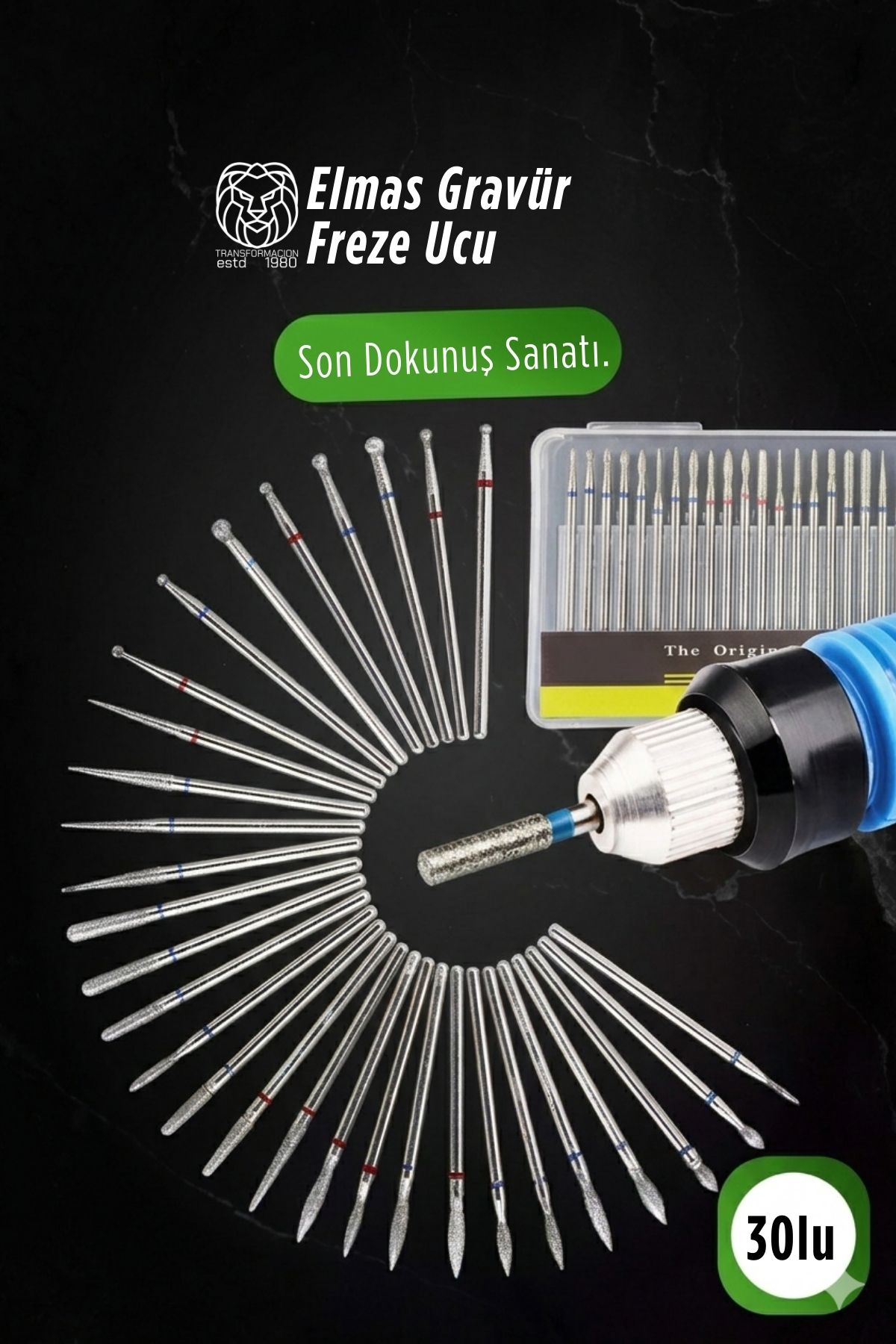 30'lu Elmas Gravür Freze Ucu Seti | Dre mel Uyumlu Metal Cam Ahşap İşleme 722925