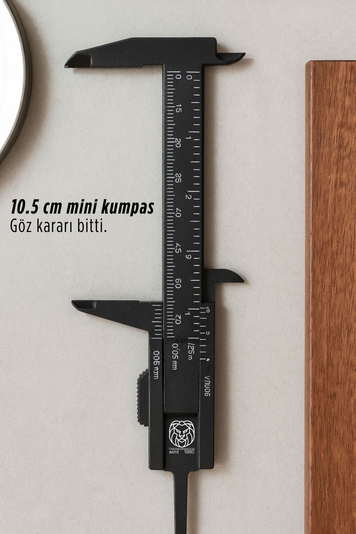 Lorenzo Vivaldi Serisi Mini Hassas Kumpas (8 cm Ölçüm) Kompakt Cep Boy Cetvel 722906