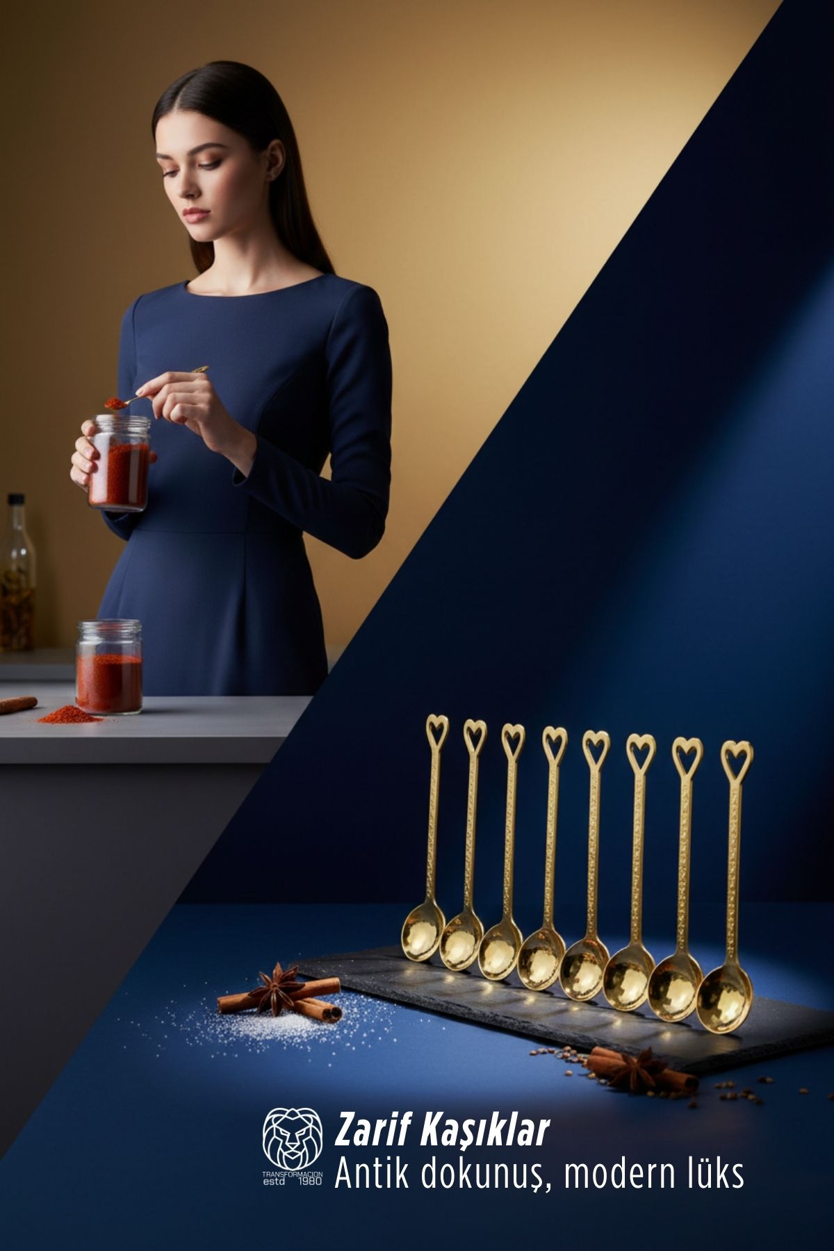 8'li Lüks Gold Zamak Ölçü ve Baharat Kaşığı Seti - Özel Tasarım 722902