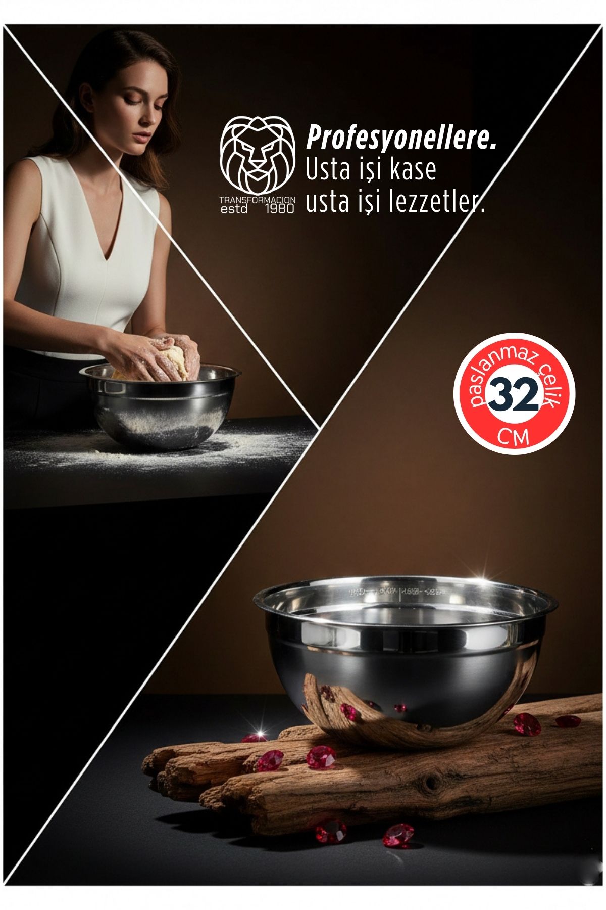  32 cm 6 Lt Profesyonel Ölçülü Derin Karıştırma Kabı - 304 Paslanmaz Çelik 722899