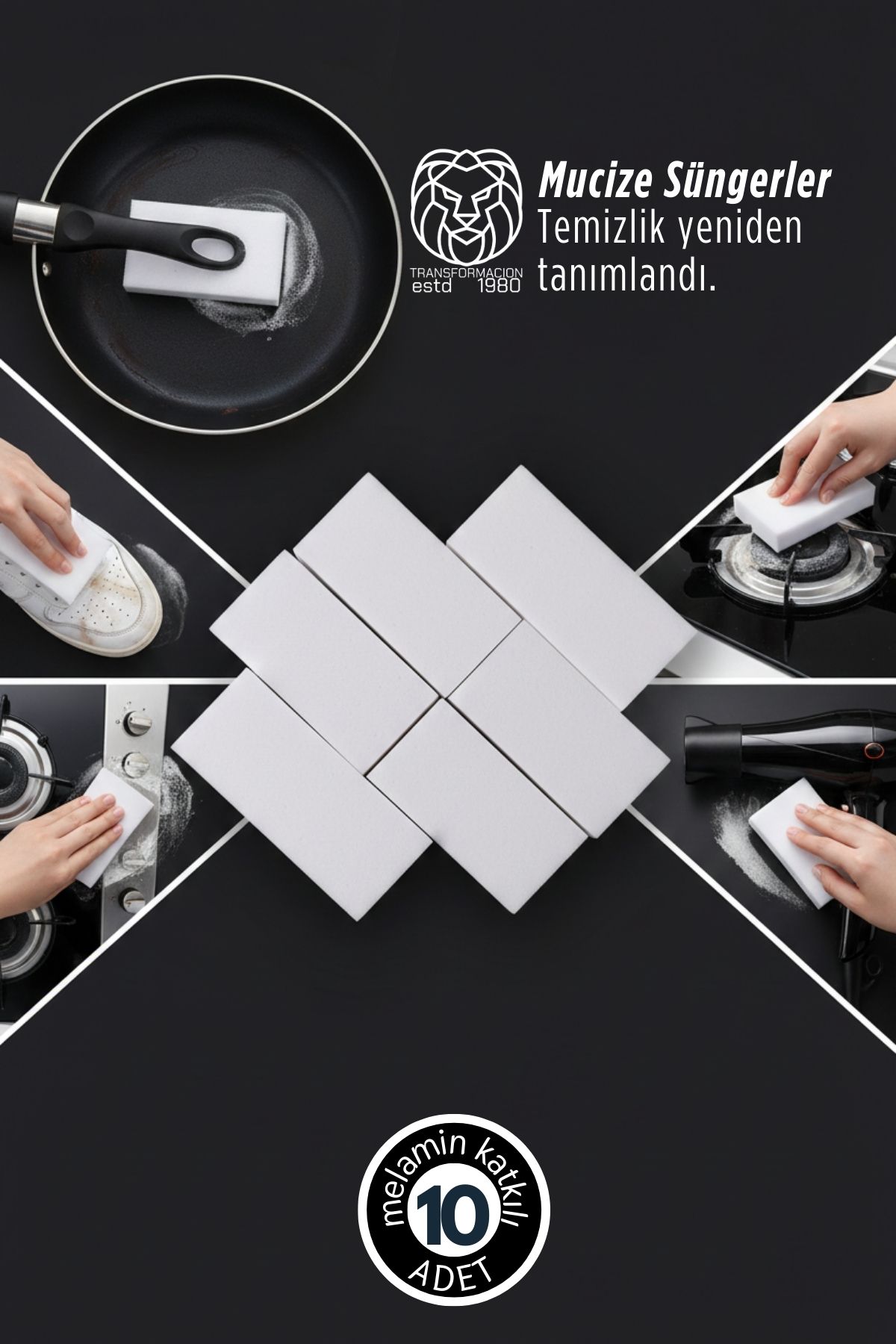 10’lu Mucize Melamin Sünger - Nano Leke Çıkarıcı Sihirli Temizlik Serisi 722896