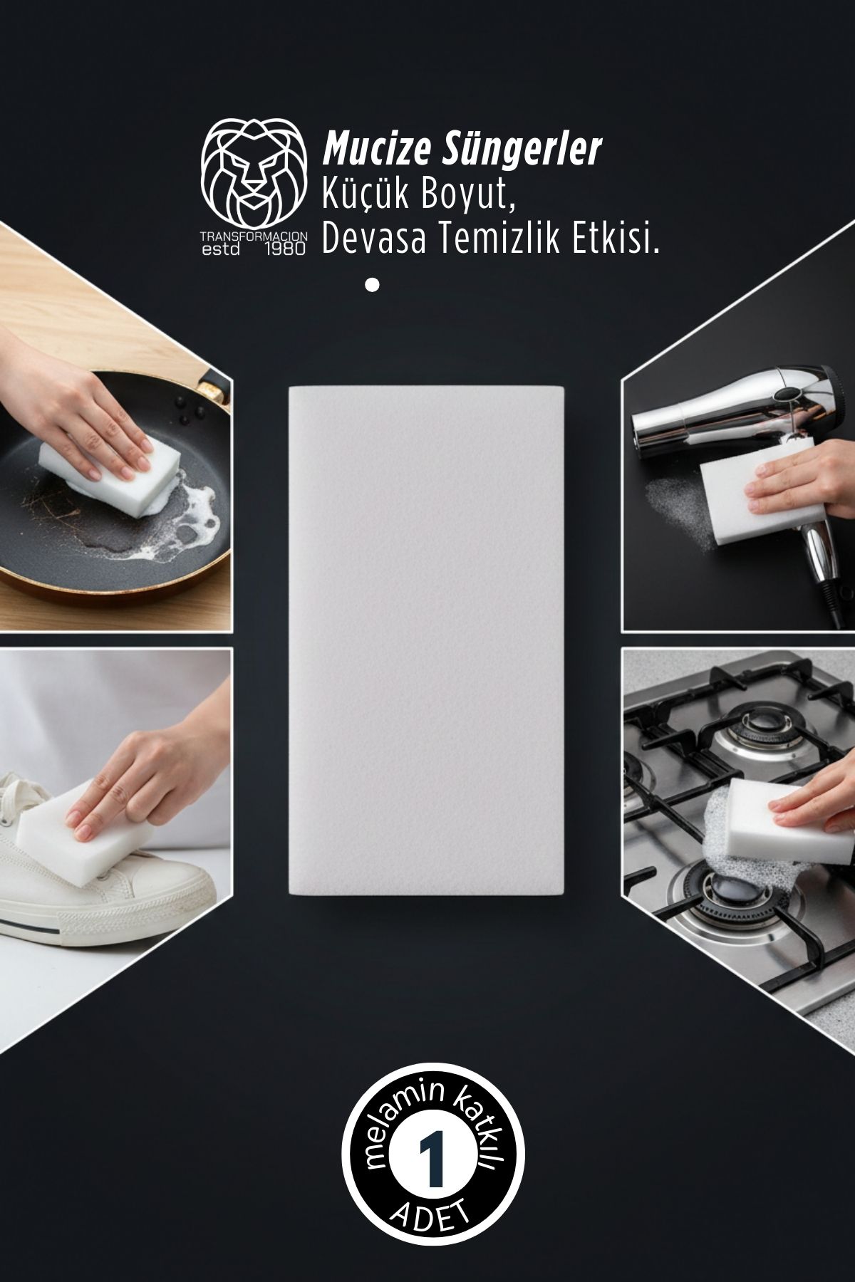 Melamin Katkılı Ultra Güçlü Mucize Leke Silici Sünger Seti 722895