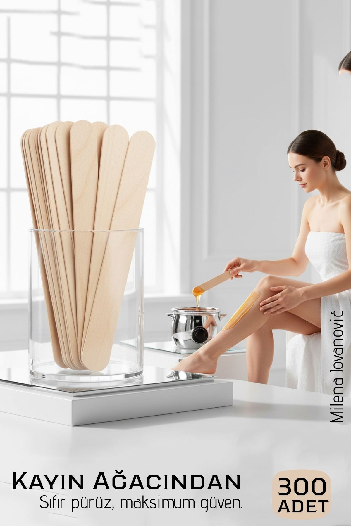 Premium Ahşap Ağda Spatulası 300’lü Paket - Profesyonel Salon Tipi Steril ve Pürüzsüz Yüzey - 14 cm 722589