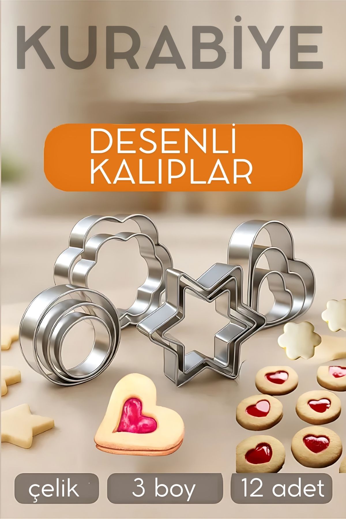 12'li Kurabiye Kalıbı Seti Profesyonel Şef Paslanmaz Çelik  | Mutfak Sanatınızın Vazgeçilmezi 722519