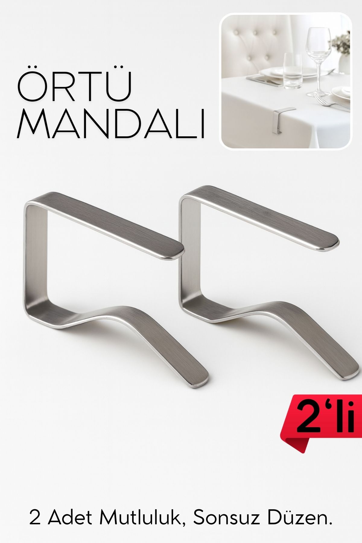 2'li Masa Örtüsü Klipsi - Metal Masa Kelepçesi Masa Örtüsü Sabitleyici  722498