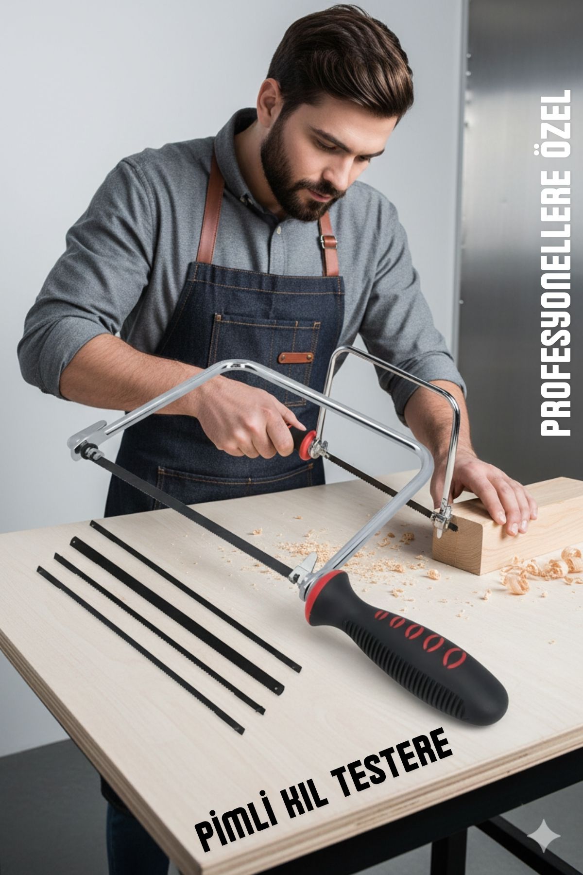 Profesyonel El Testeresi Kıl Testere + 5 Bıçak  Çok Amaçlı Hassas Ahşap/Metal Kesim Bıçakları 722493