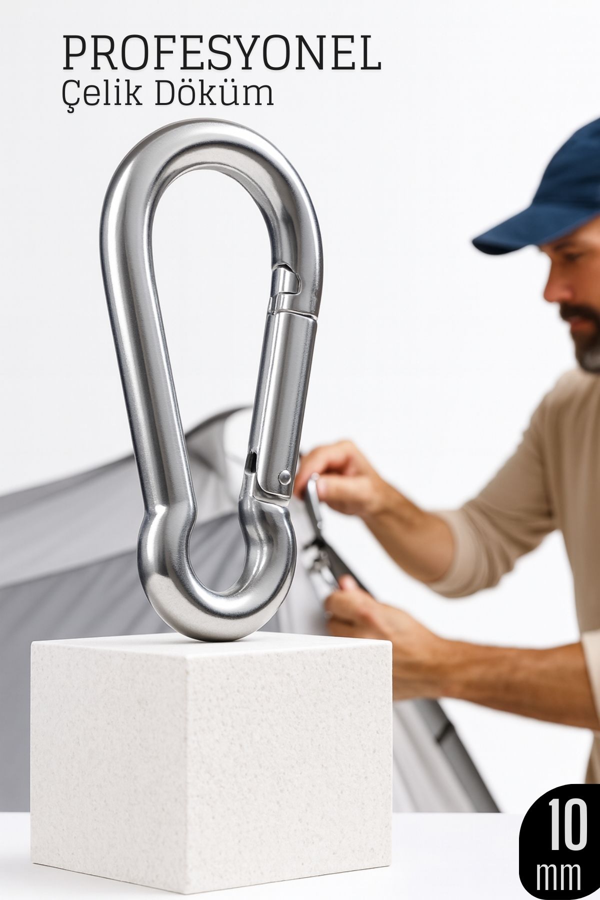 Çelik Yan Açılır Karabina -10 mm Kamp, Tırmanış ve Günlük Kullanım İçin Güvenli Kilit  722411