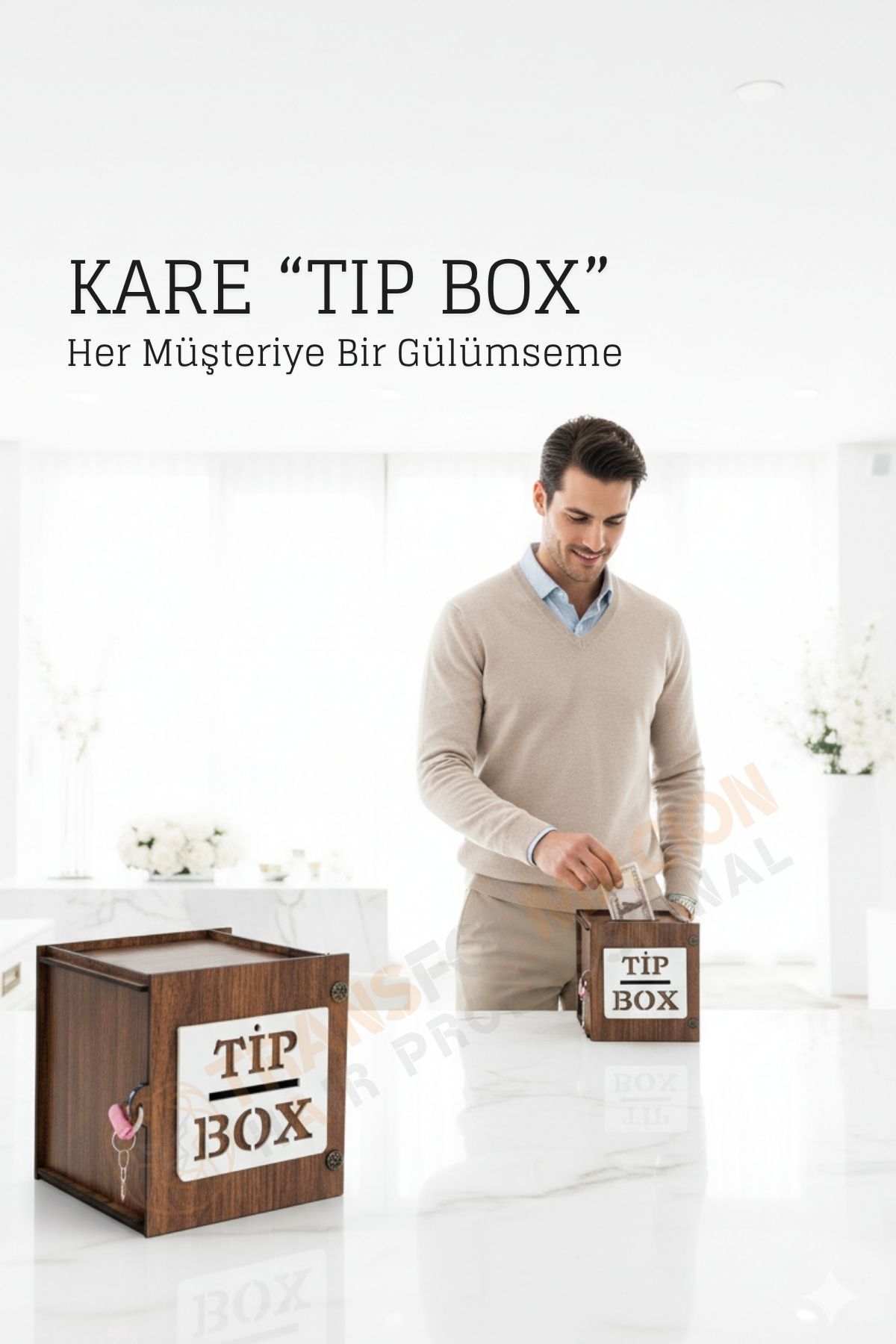 Lazer Kesim Ahşap Tip Box – Bahşiş Kutusu | 13x13x12 cm Dekoratif Kutu 722372