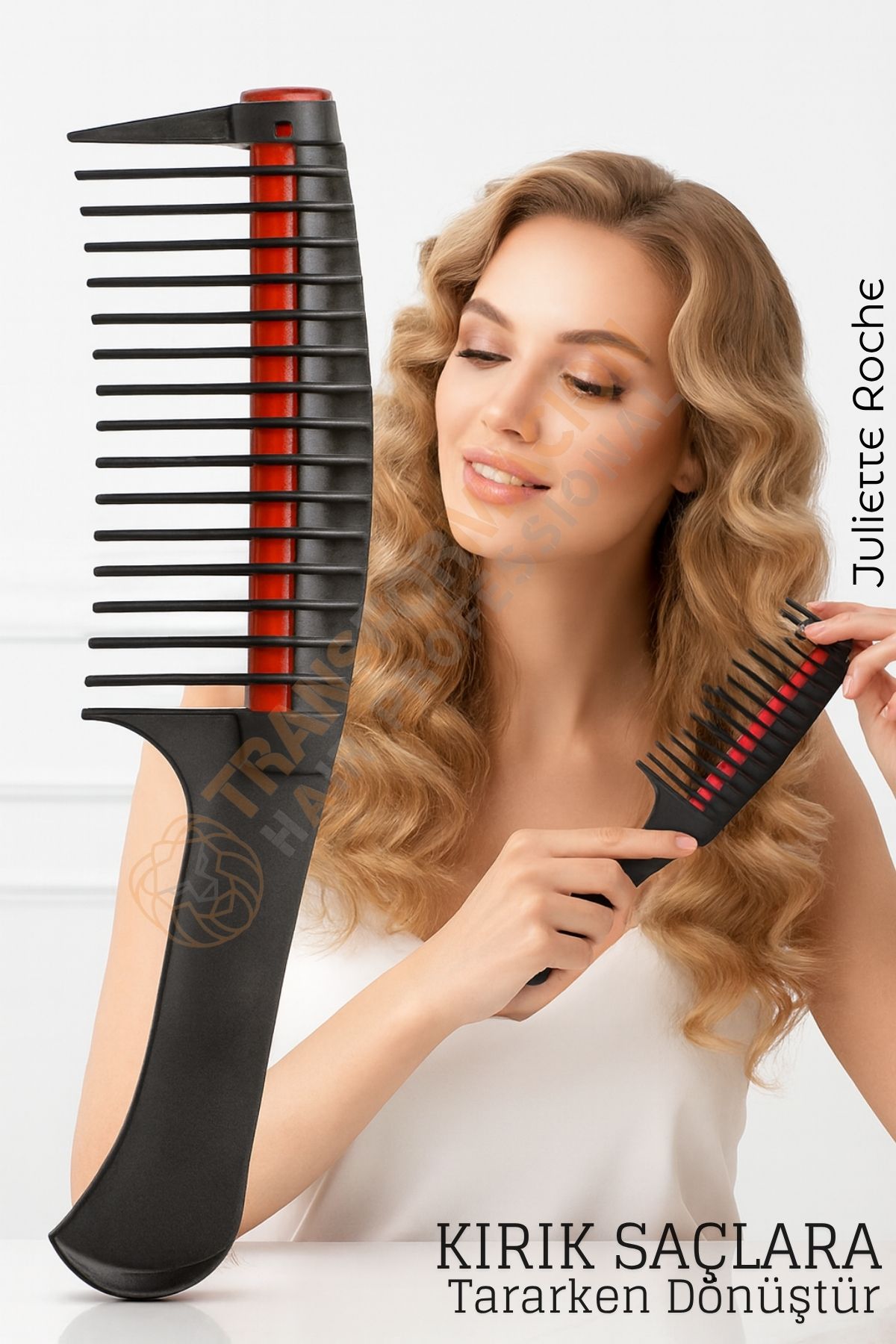 Profesyonel Kırık Saç Temizleyici Tarak - Saç Bakım Krem Protein Dağıtıcı Tarak Bukle Tarağı 722365