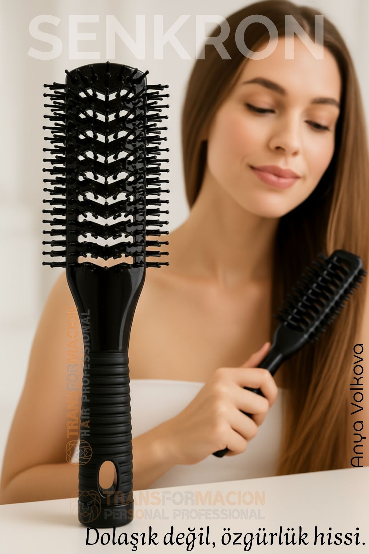 40 Ayak Nano Dolaşık Saç Açıcı 2 yüzeyli Tarak, Karbon Plastik Gövde, Havalandırmalı Tasarım 720345