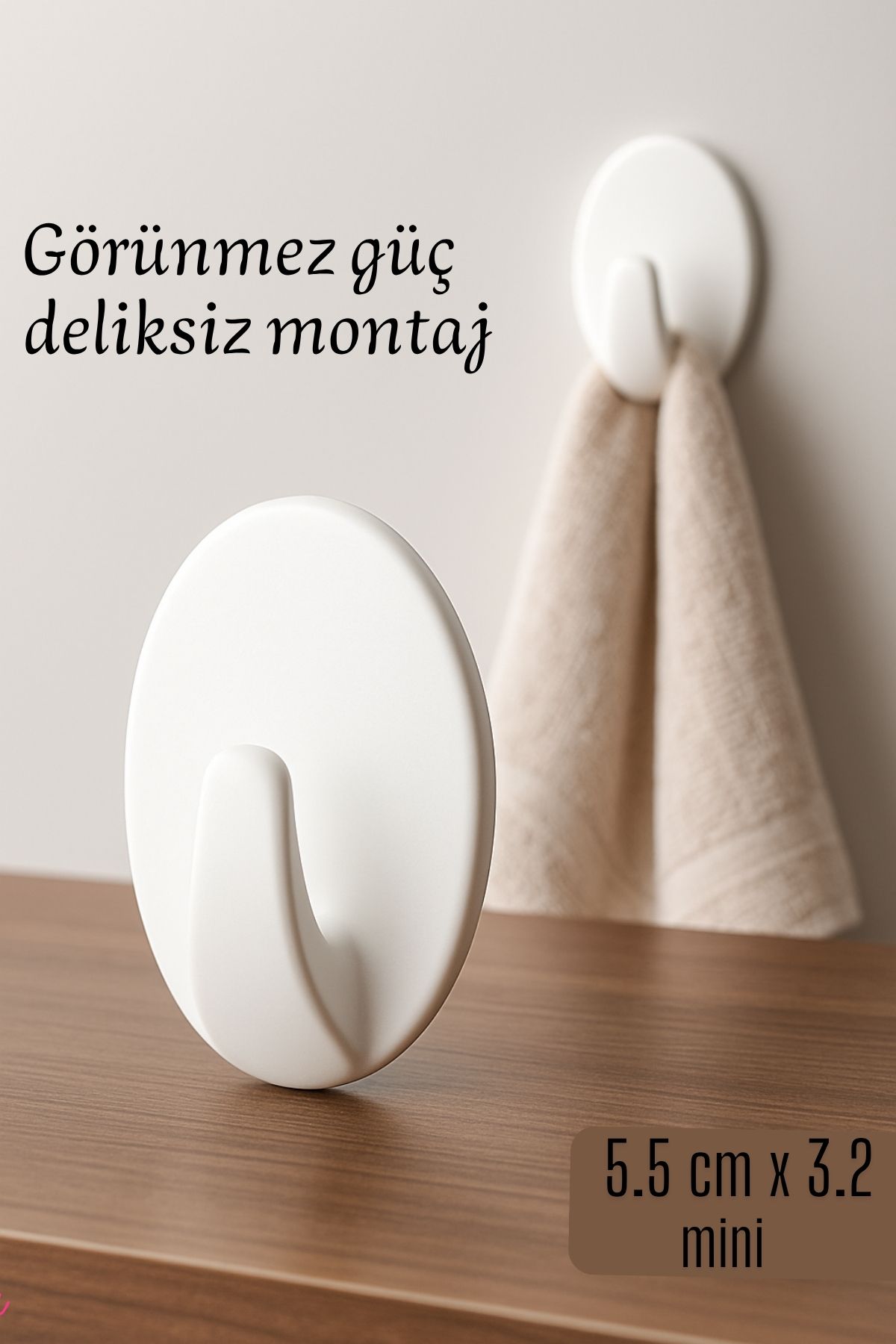 Mini Kendinden Yapışkanlı Duvar Askısı – 5.5 x 3.2 cm | İz Bırakmaz, Güçlü Tutuş 722286