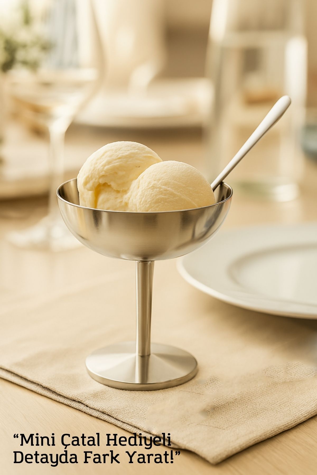 Gümüş Inox Çelik Ayaklı Dondurma ve Sunum Kasesi – Tatlı, Lokum ve Sunum Kabı 722194