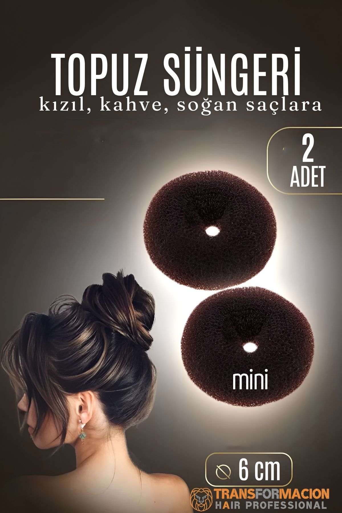 KAHVE Mini Saç Topuz Süngeri  2 ADET 6 CM Çap 2.5 cm Kalınlık 721881