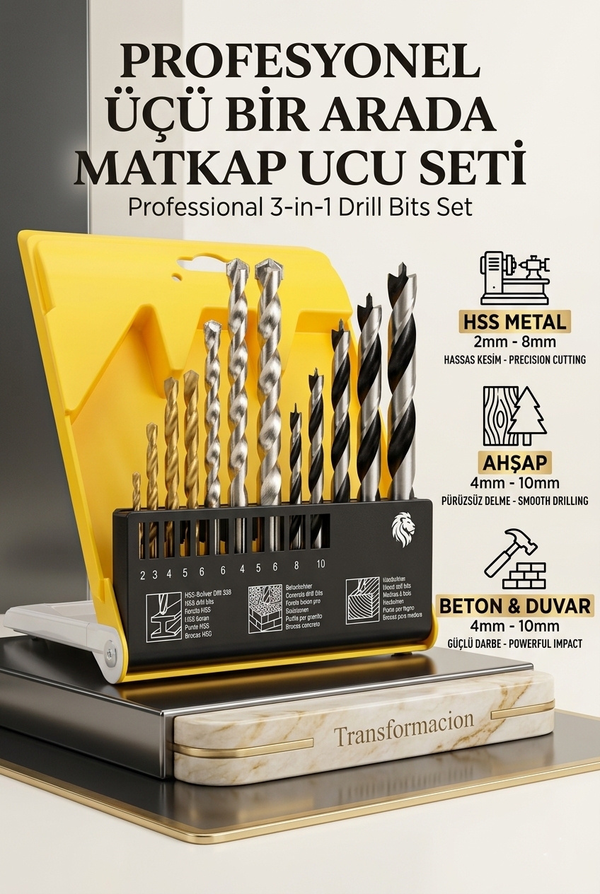 Matkap Ucu Seti- Beton Metal Ahşap Matkap Ucu Drill Bits Set 16 lı SET 721728
