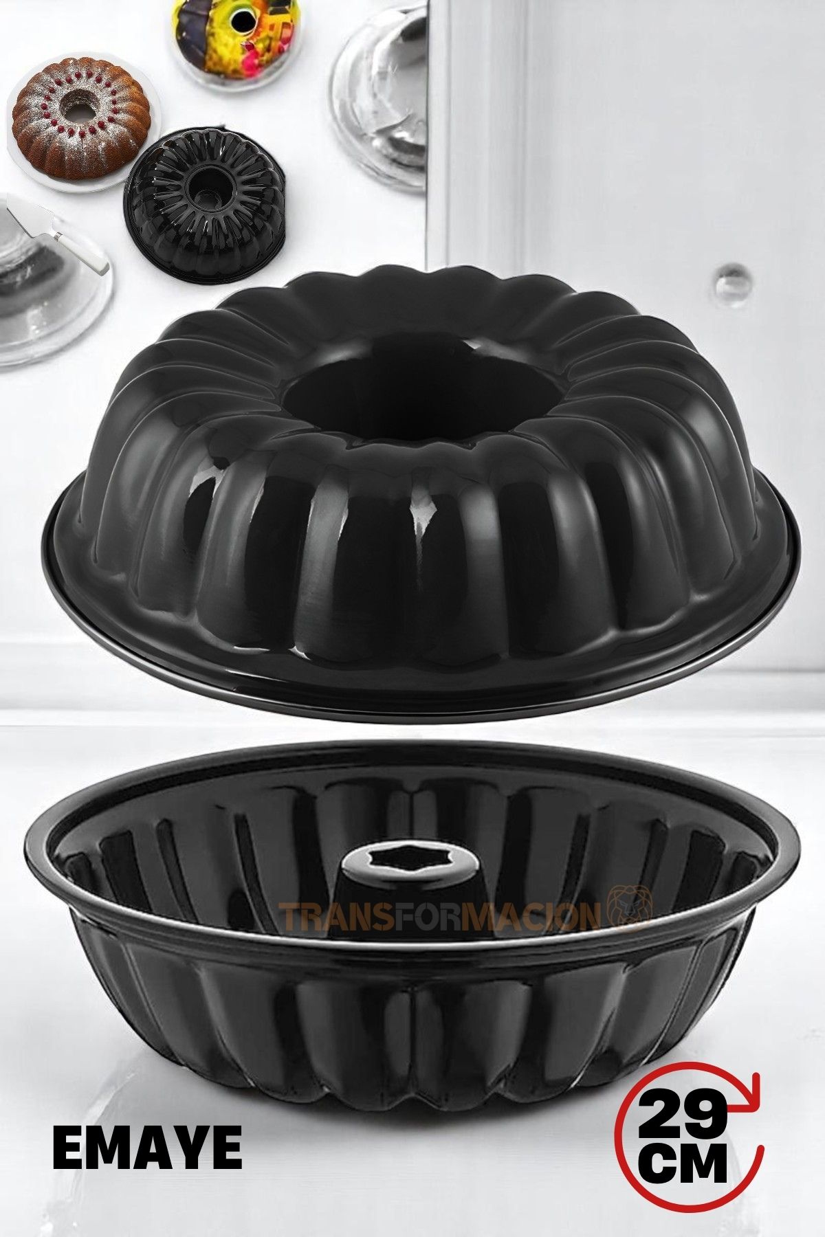 Emaye Kek Kalıbı - Yapışmaz Siyah Emaye Kek Kalıbı 29 CM 721669