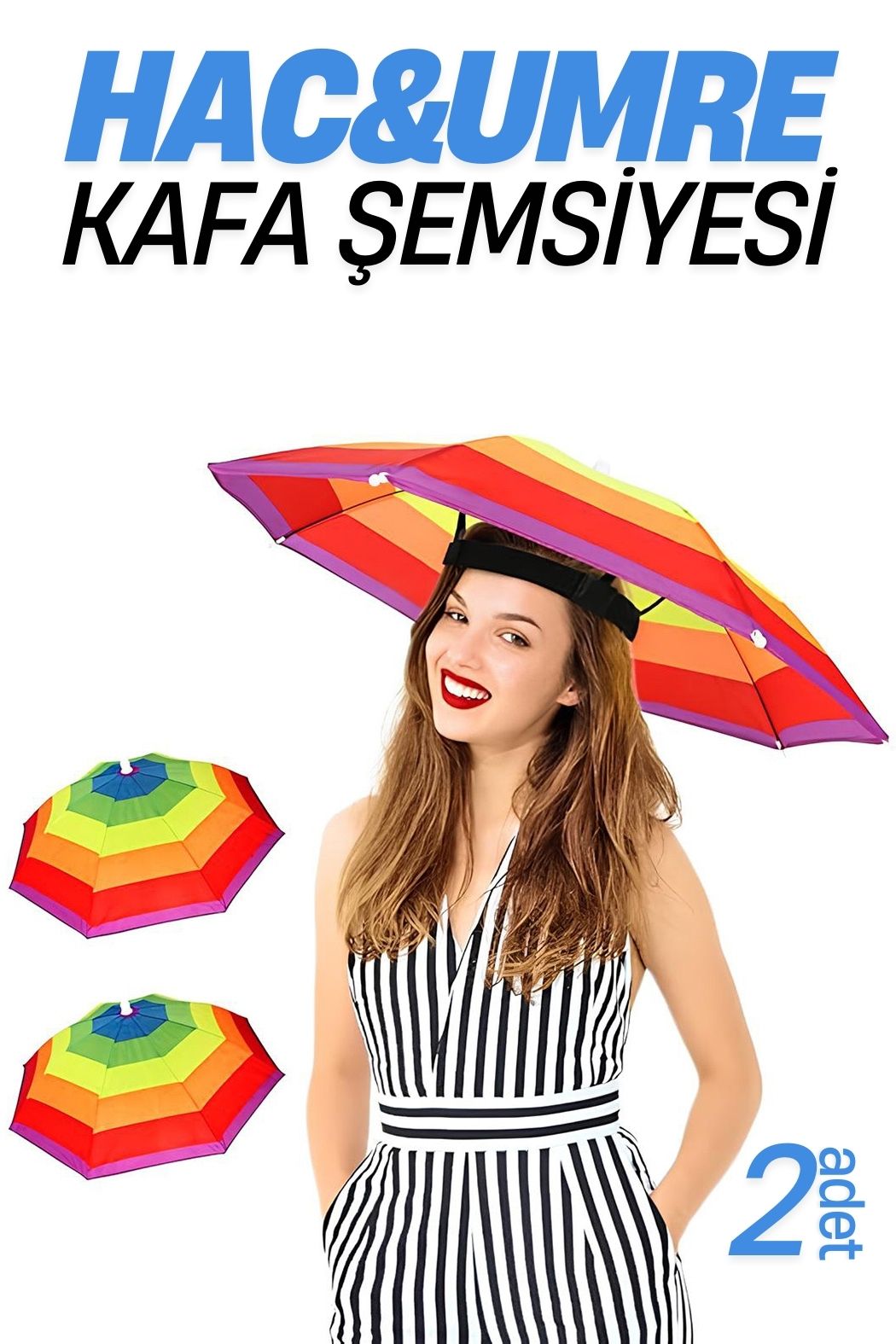 Hac Umre Kafa Şemsiyesi Güneş Koruma Şemsiyesi 2 adet 716266