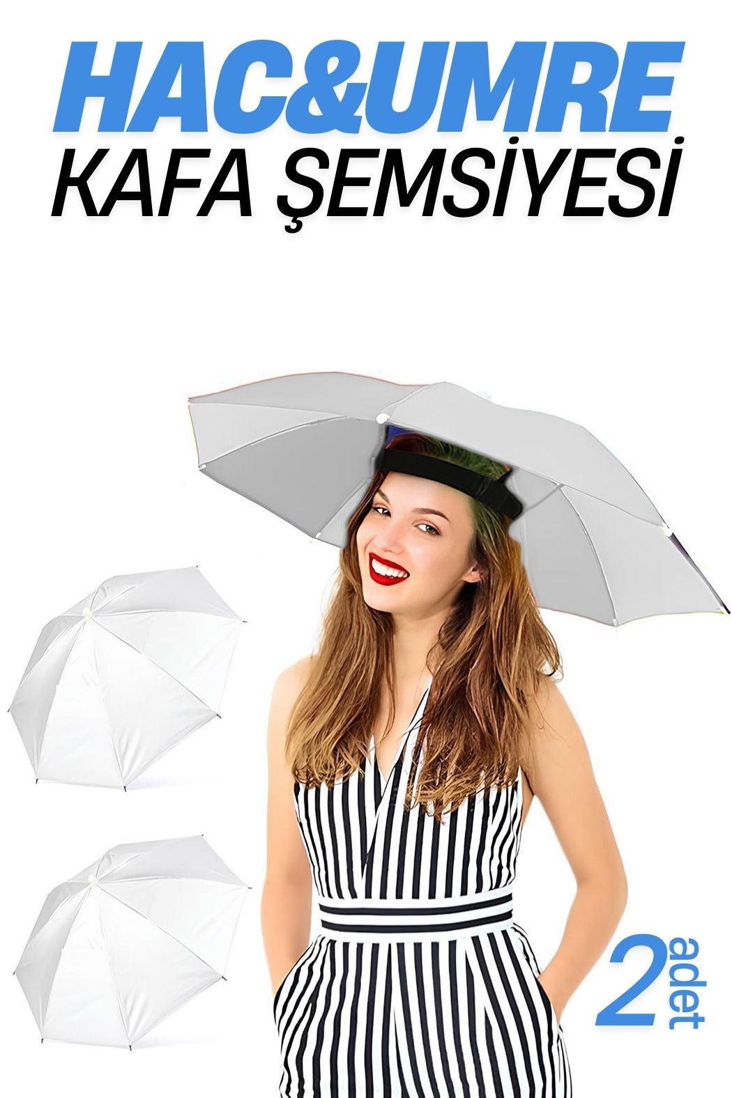Hac Umre Kafa Şemsiyesi Güneş Koruma Şemsiyesi 2 adet 716267