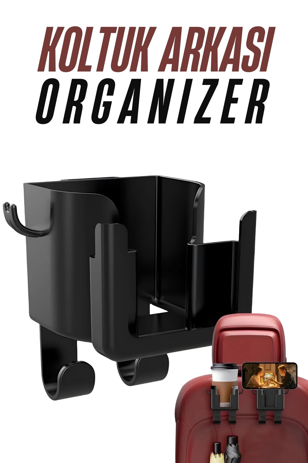 Araç Koltuk Arkası Organizer Bardak Telefon Tutucu 721494