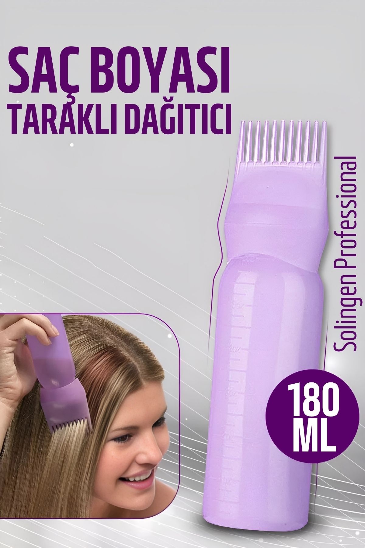  Saç Boyası Eşit Dağıtım Şişesi Doldurulabilir Taraklı Aplikatör  Solingen Professional 721015	