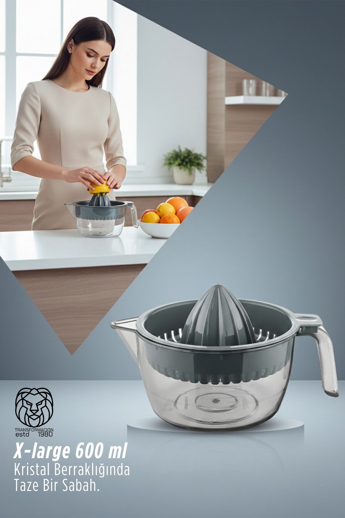 Premium 600 ml Büyük Hazneli Manuel Limon ve Portakal Sıkacağı 718216