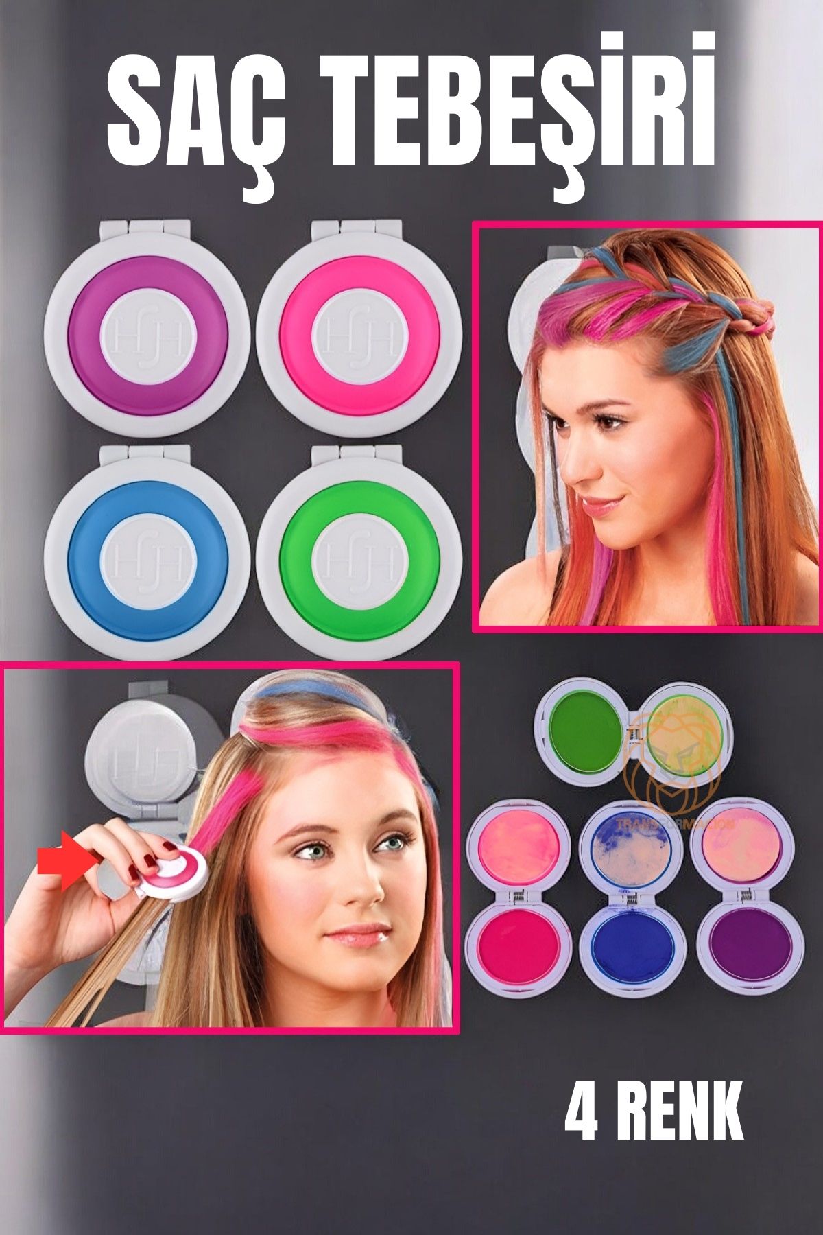 4 Renk Geçici Saç Tebeşir Seti 714662