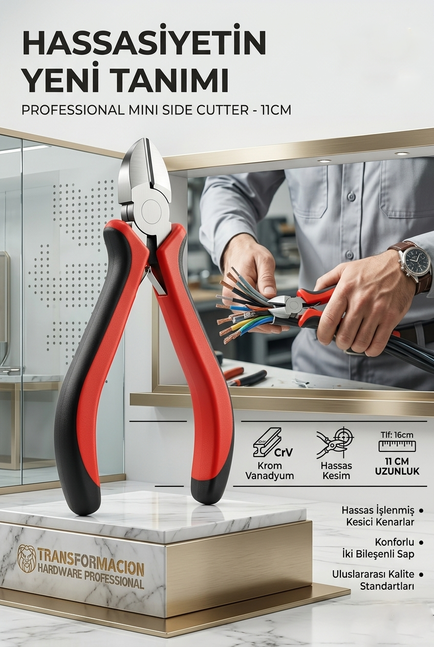 Profesyonel Krom Vanadyum Mini Yan Keski | 11cm Hassas Kesim Gücü 426977